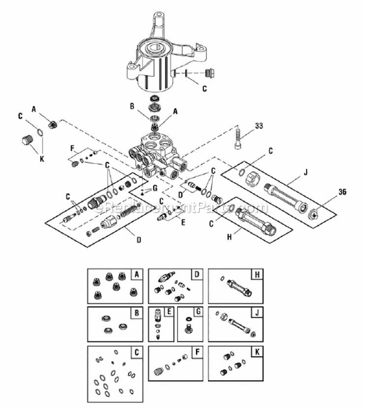 Page B Diagram and Parts List for 020338-0  Briggs and Stratton Pressure Washer